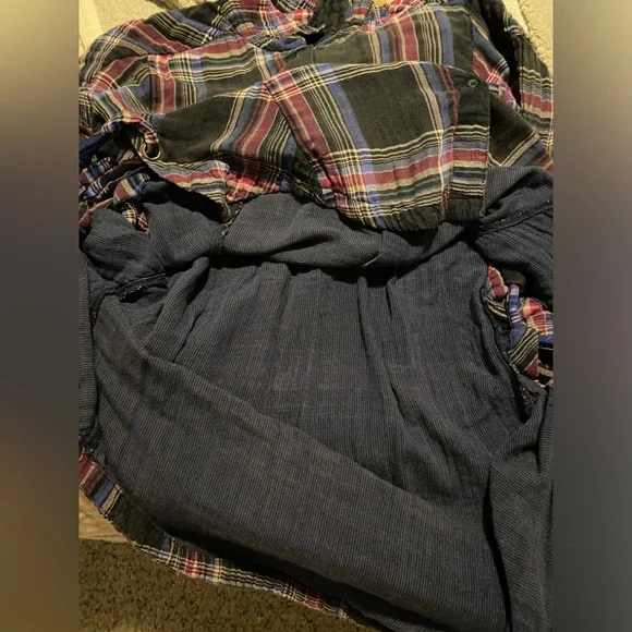 Free People Nordic Side Lace-Up Flannel Button Down Top Size Large - Picture 10 of 10